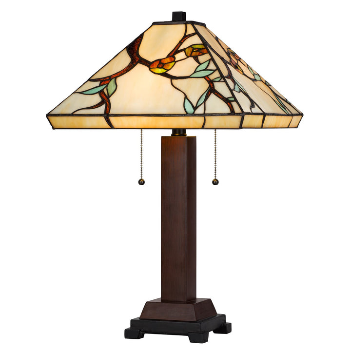 60W X 2 Metal/Resin Tiffany Table Lamp With Pull Chain Switches by CAL Lighting