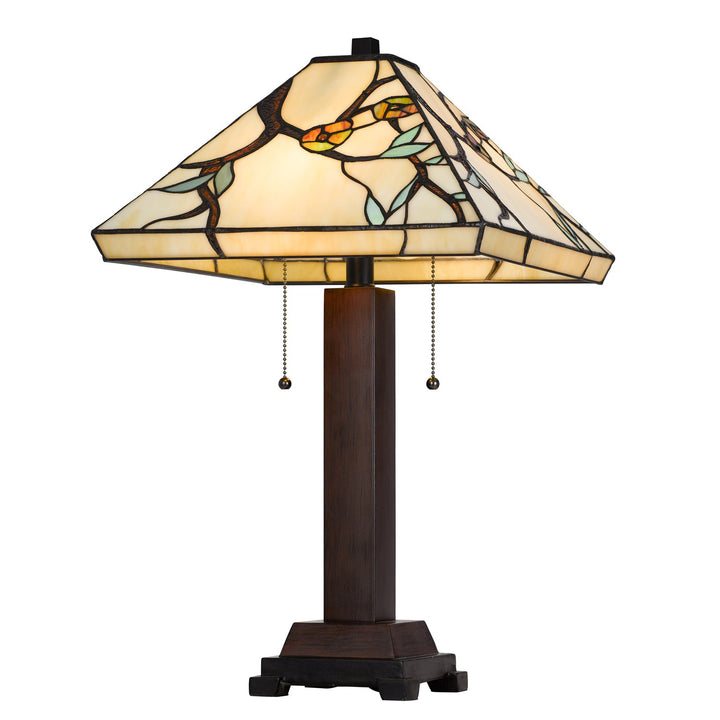 60W X 2 Metal/Resin Tiffany Table Lamp With Pull Chain Switches