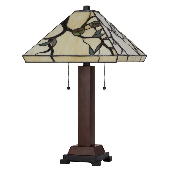 60W X 2 Metal/Resin Tiffany Table Lamp With Pull Chain Switches