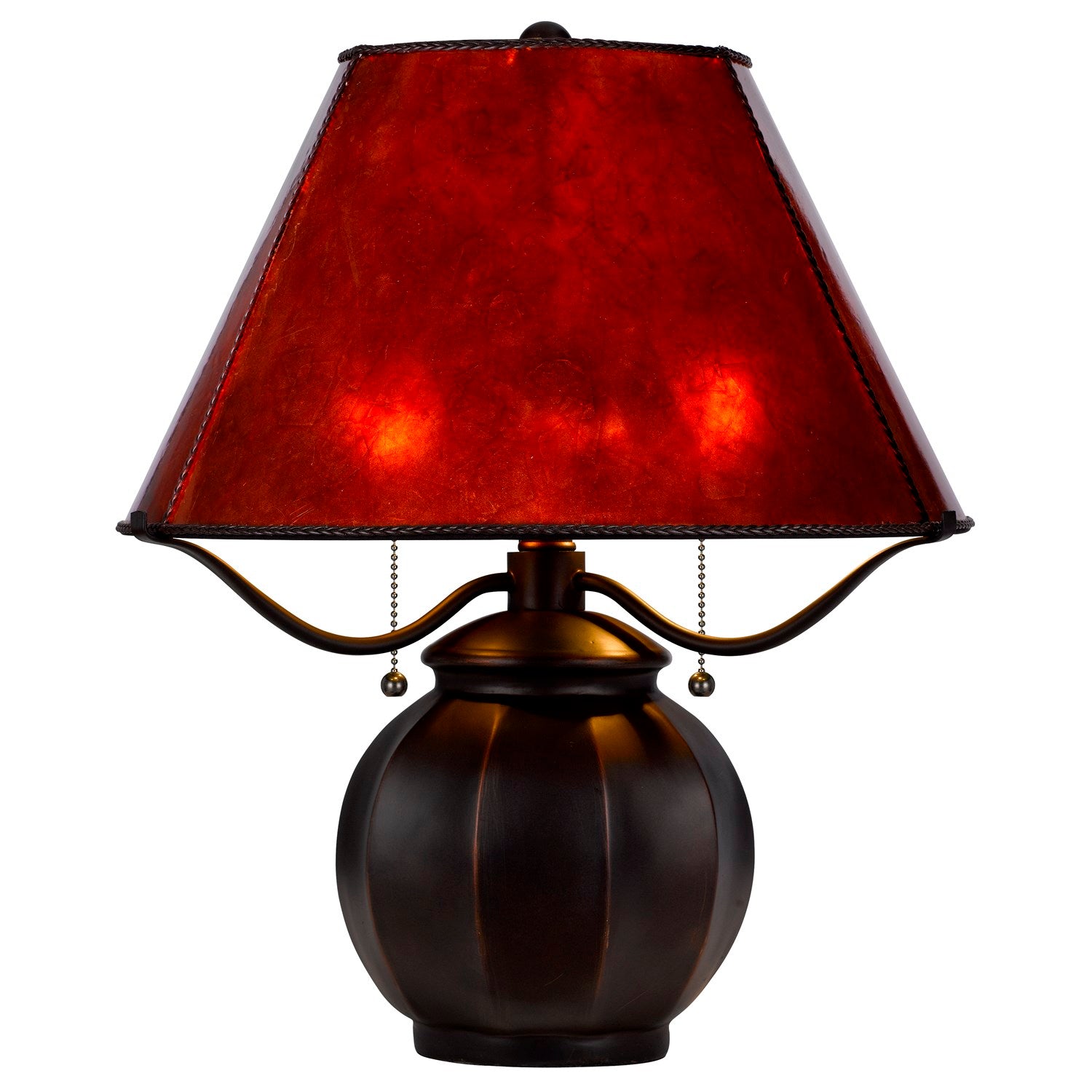 60W X 2 Indio Metal/Resin Mica Table Lamp With Pull Chain Switch by CAL Lighting