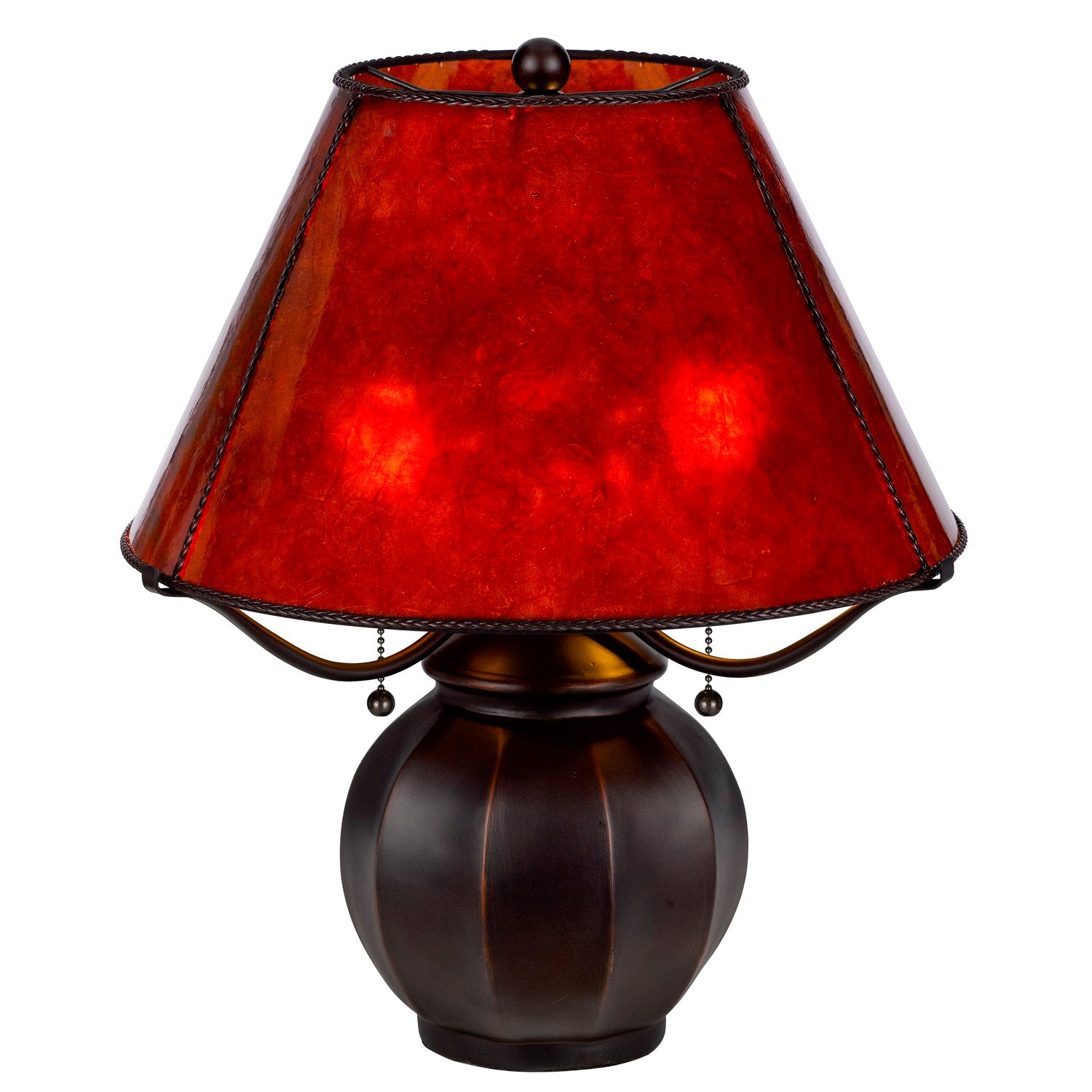 60W X 2 Indio Metal/Resin Mica Table Lamp With Pull Chain Switch