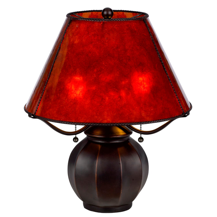 60W X 2 Indio Metal/Resin Mica Table Lamp With Pull Chain Switch