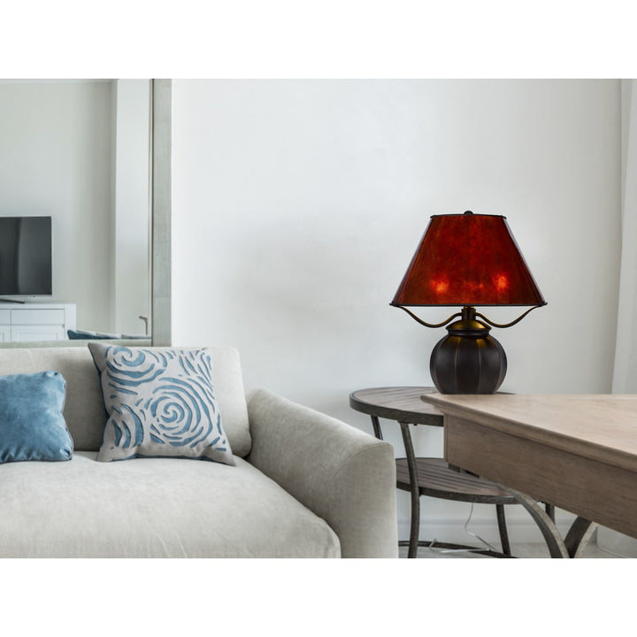 60W X 2 Indio Metal/Resin Mica Table Lamp With Pull Chain Switch
