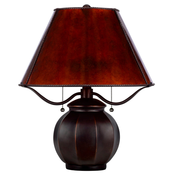 60W X 2 Indio Metal/Resin Mica Table Lamp With Pull Chain Switch