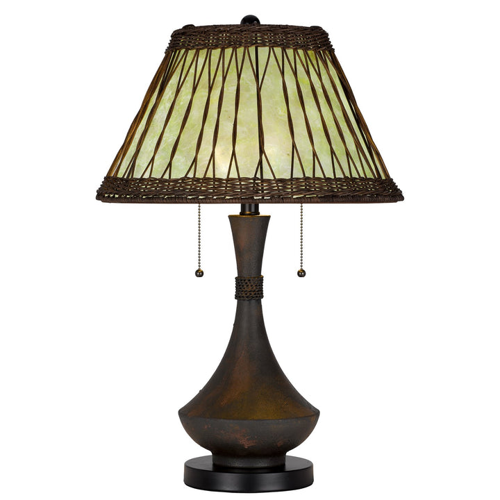 60W X 2 Mateo Metal/Resin Table Lamp With Pull Chain Switches And Rattan Shade by CAL Lighting