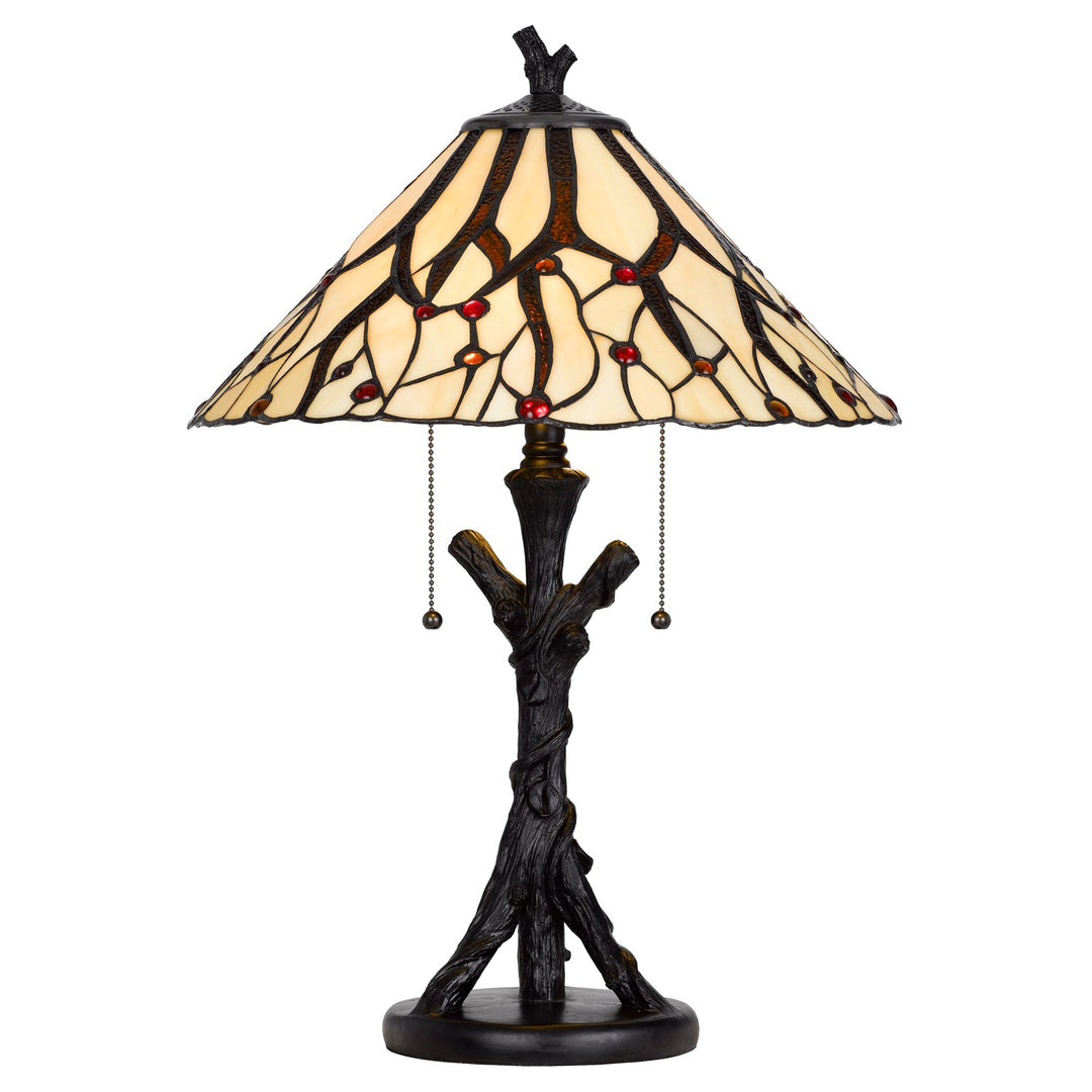 60W X 2 Metal/Resin Tiffany Table Lamp With Pull Chain Switches by CAL Lighting