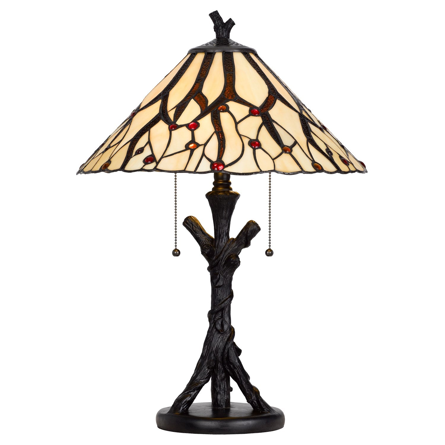 60W X 2 Metal/Resin Tiffany Table Lamp With Pull Chain Switches by CAL Lighting