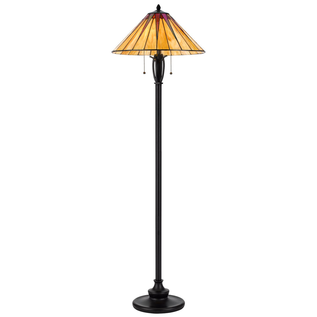 60W X 2 Metal/Resin Tiffany Table Lamp With Pull Chain Switches