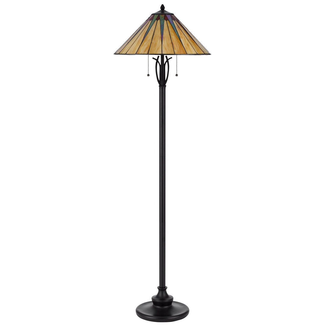 60W X 2 Metal/Resin Tiffany Table Lamp With Pull Chain Switches