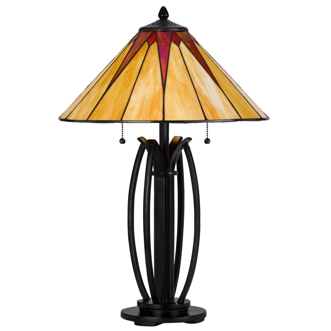 60W X 2 Metal/Resin Tiffany Table Lamp With Pull Chain Switches by CAL Lighting