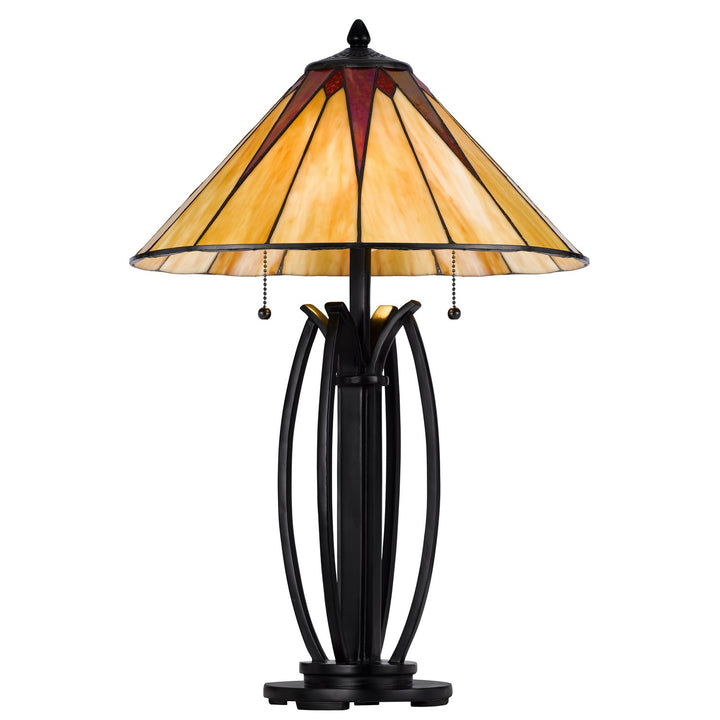 60W X 2 Metal/Resin Tiffany Table Lamp With Pull Chain Switches