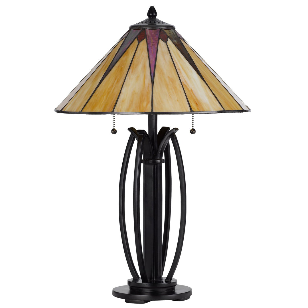60W X 2 Metal/Resin Tiffany Table Lamp With Pull Chain Switches