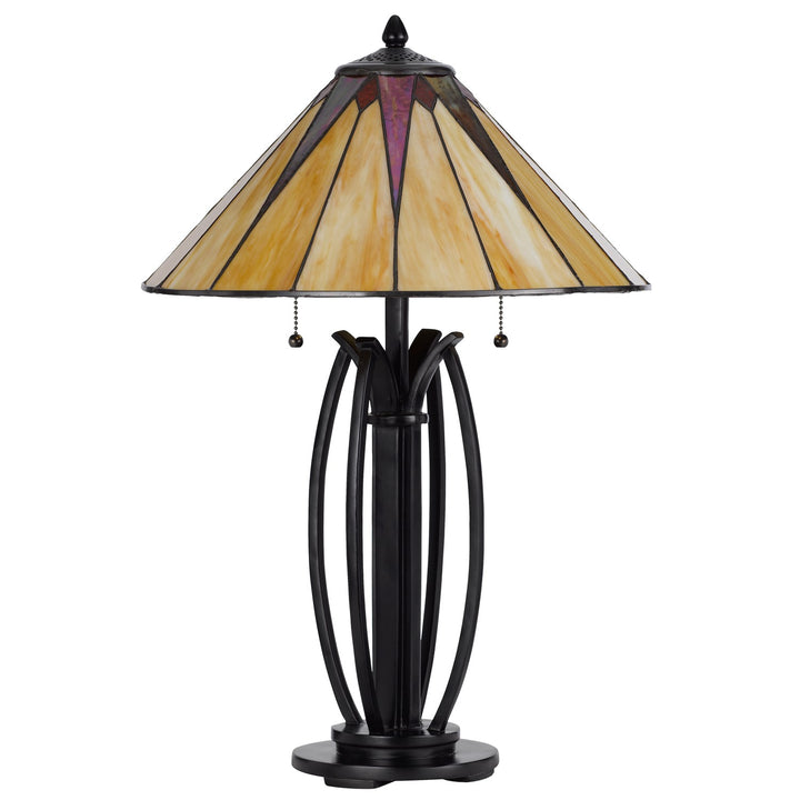 60W X 2 Metal/Resin Tiffany Table Lamp With Pull Chain Switches