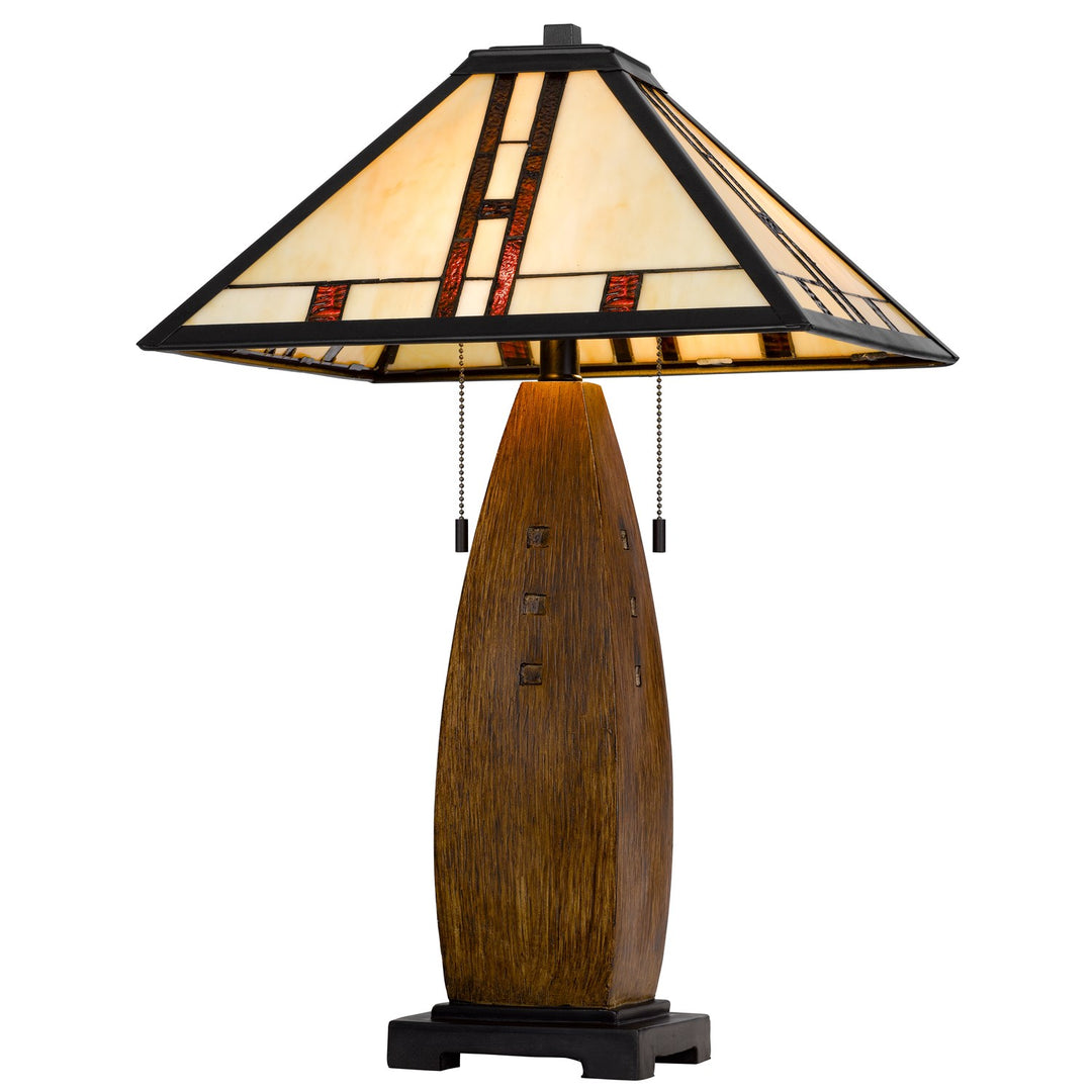 60W X 2 Metal/Resin Tiffany Table Lamp With Pull Chain Switches
