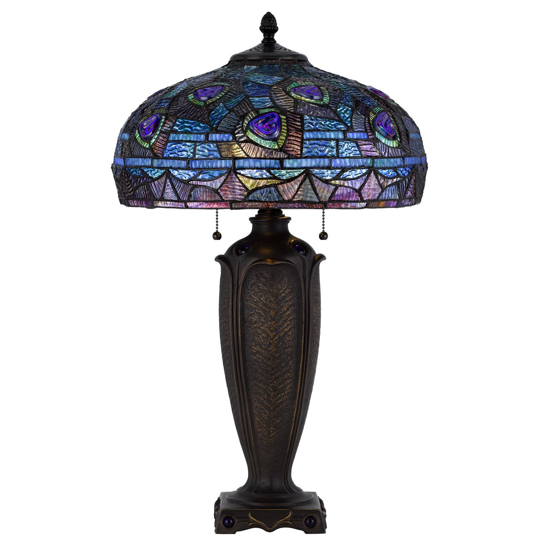 60W X 2 Metal/Resin Tiffany Table Lamp With Pull Chain Switches by CAL Lighting