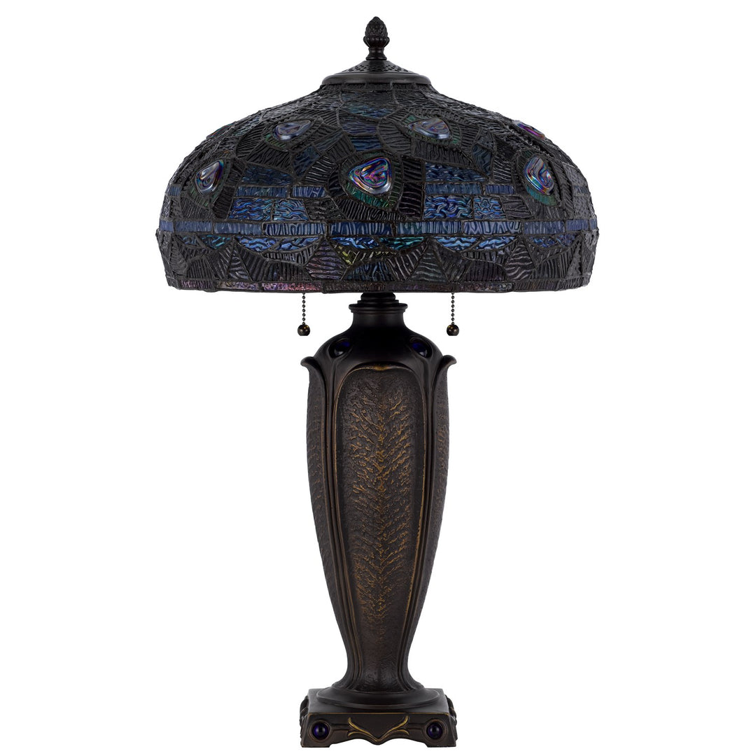 60W X 2 Metal/Resin Tiffany Table Lamp With Pull Chain Switches