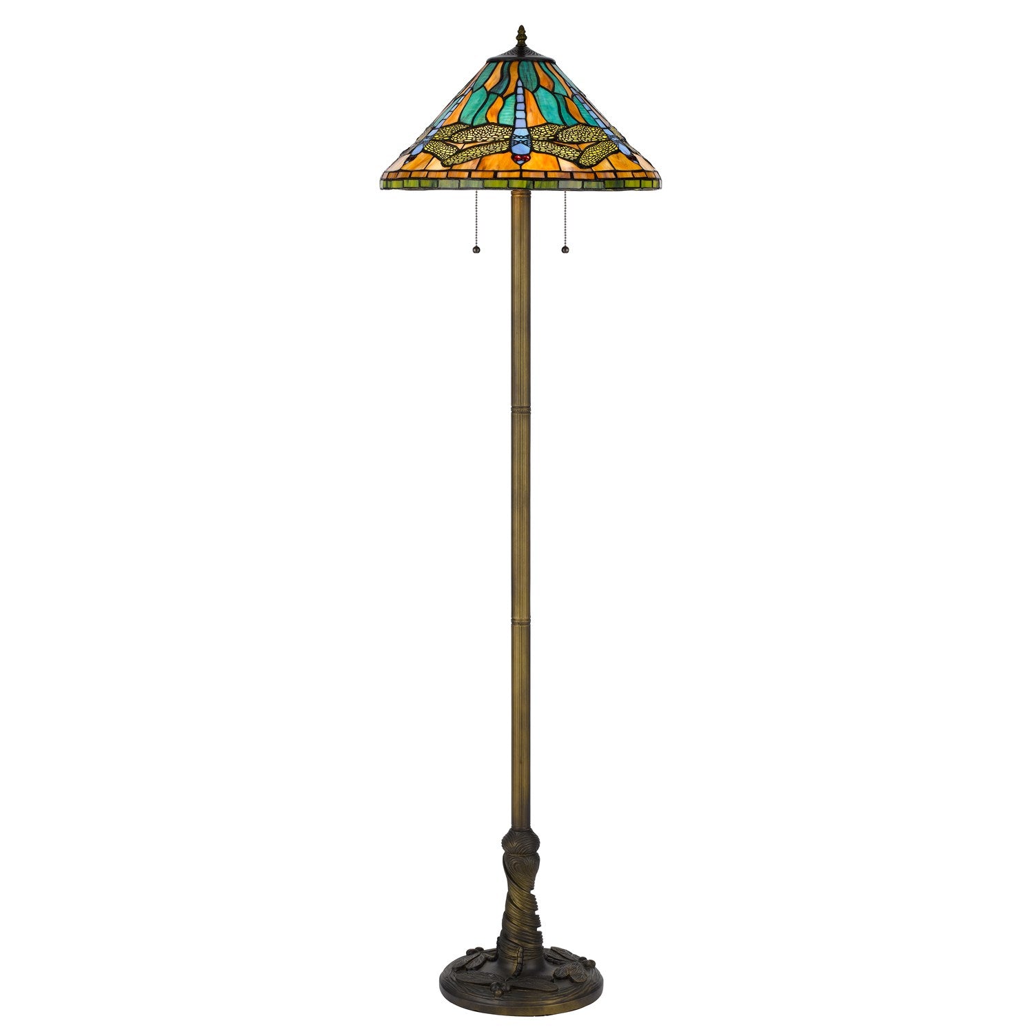 60W X 2 Metal/Resin Tiffany Table Lamp With Pull Chain Switches by CAL Lighting