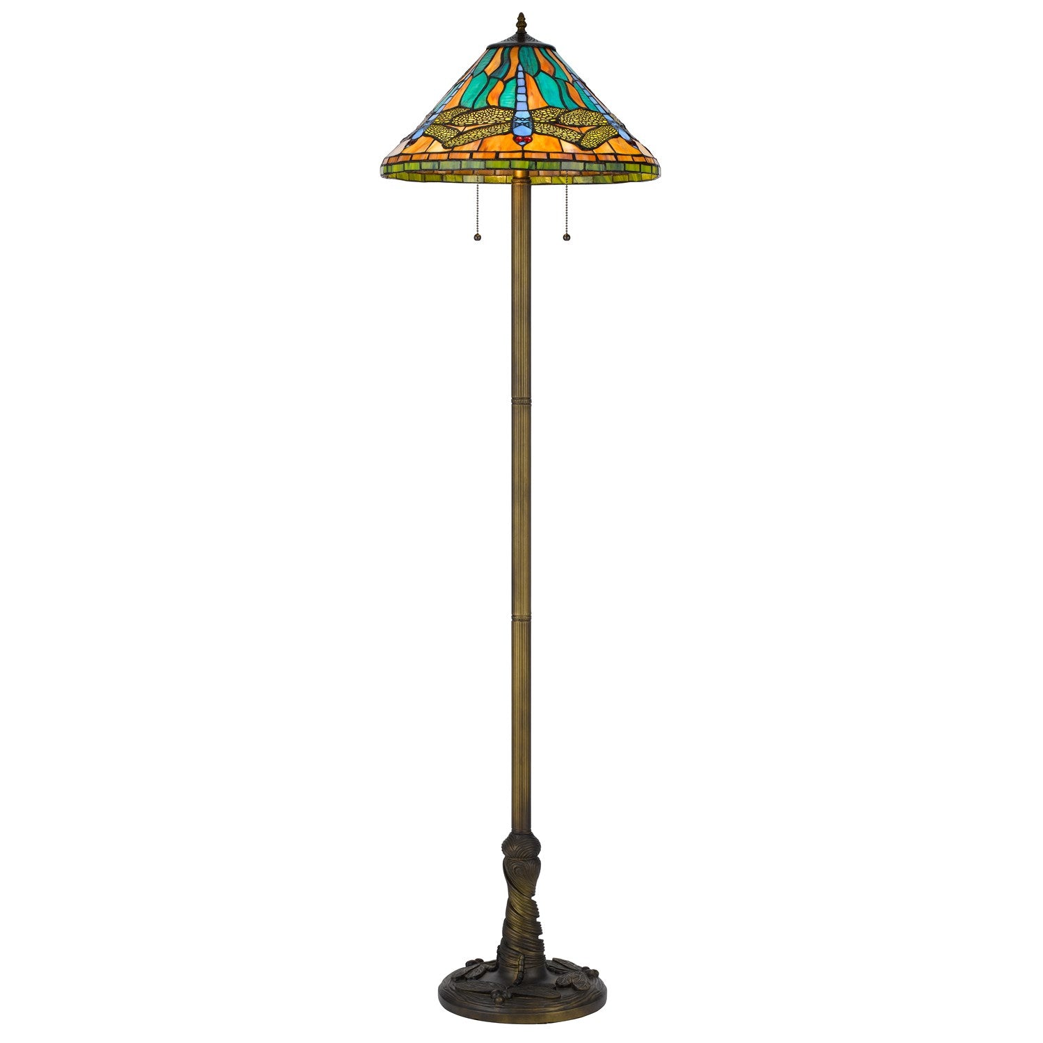 60W X 2 Metal/Resin Tiffany Table Lamp With Pull Chain Switches