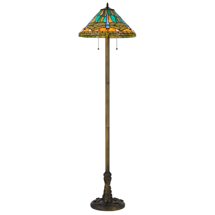 60W X 2 Metal/Resin Tiffany Table Lamp With Pull Chain Switches