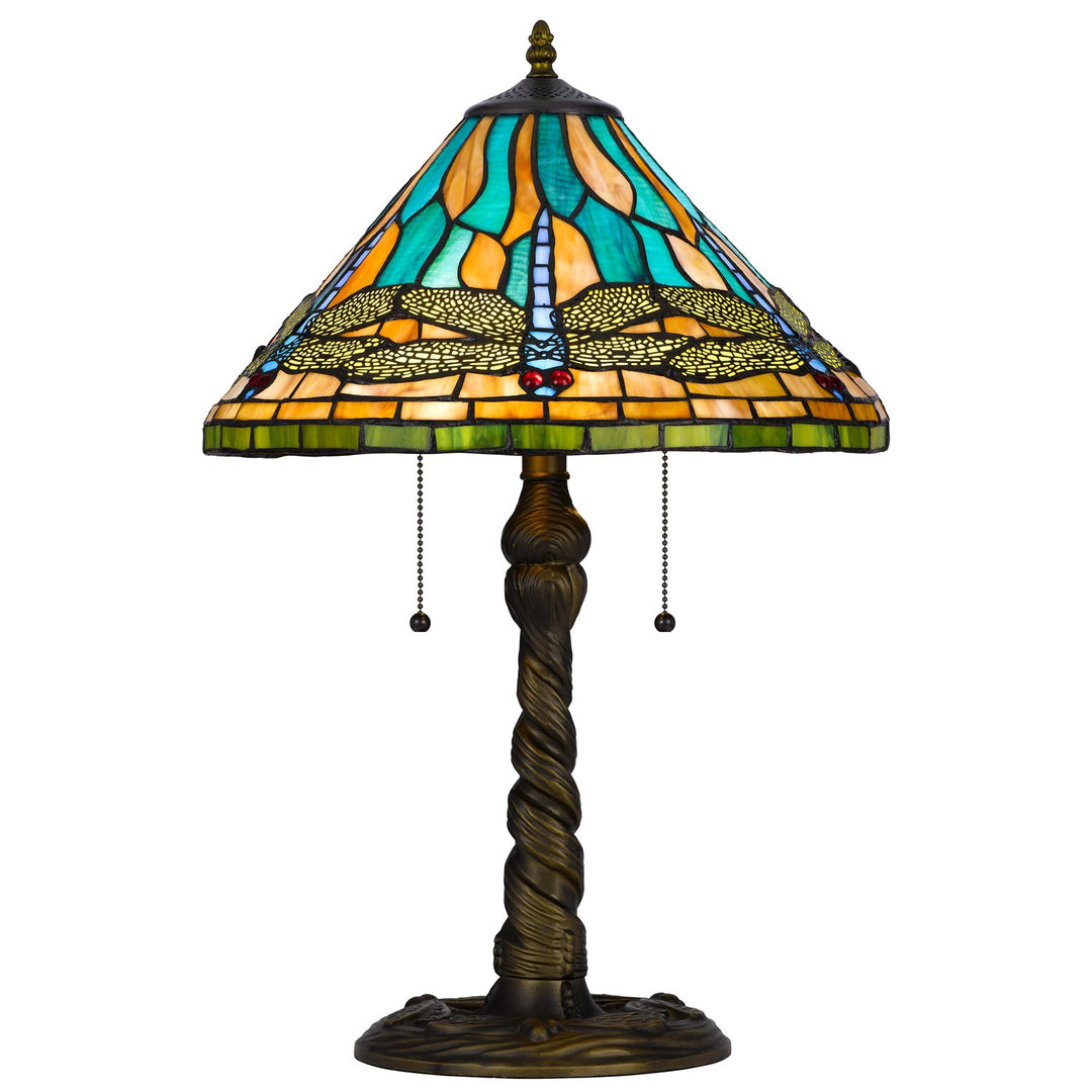 60W X 2 Metal/Resin Tiffany Table Lamp With Pull Chain Switches by CAL Lighting