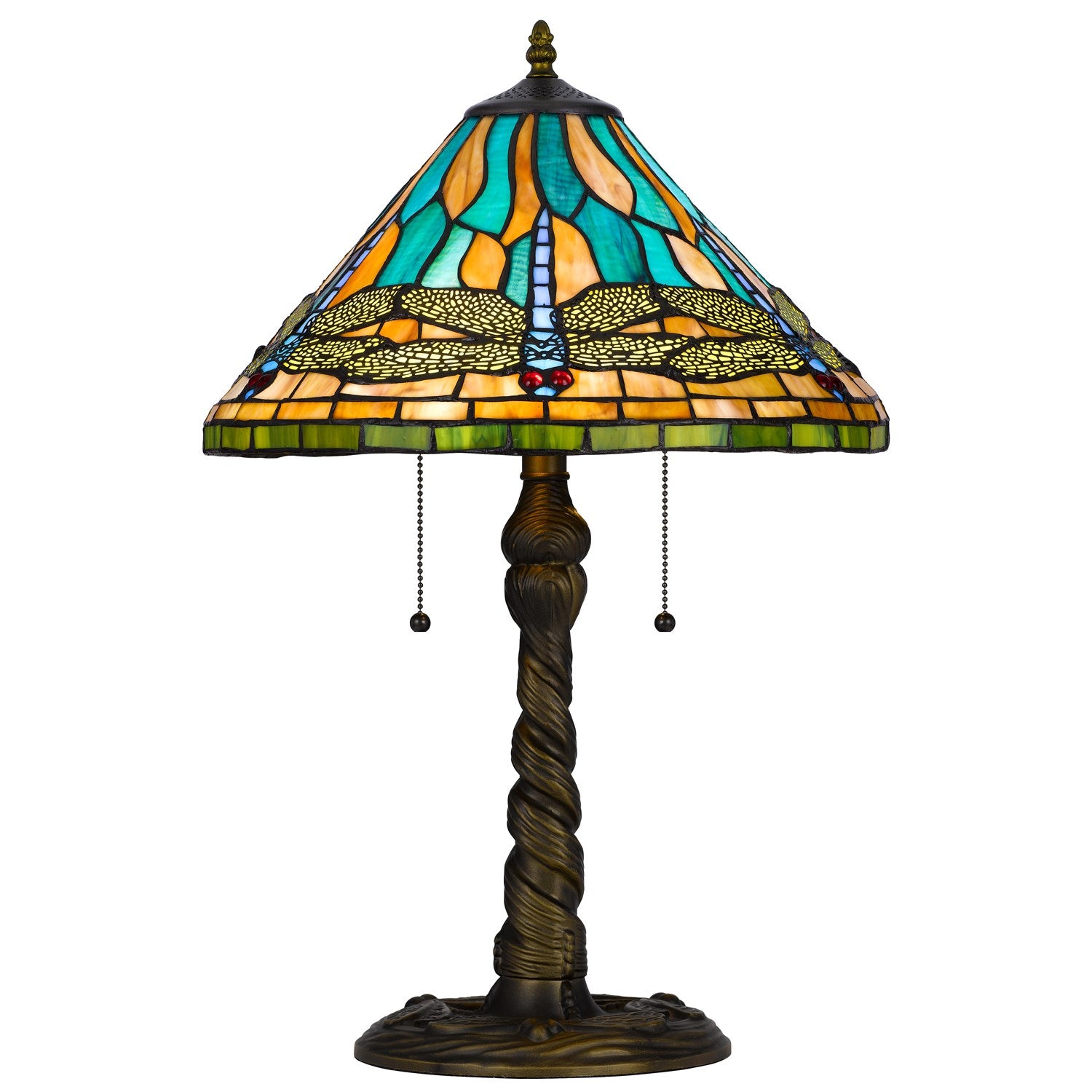 60W X 2 Metal/Resin Tiffany Table Lamp With Pull Chain Switches by CAL Lighting