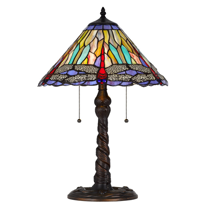 60W X 2 Metal/Resin Tiffany Table Lamp With Pull Chain Switches by CAL Lighting