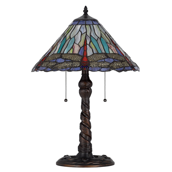 60W X 2 Metal/Resin Tiffany Table Lamp With Pull Chain Switches