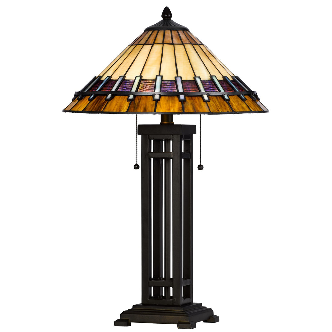 60W X 2 Metal/Resin Tiffany Table Lamp With Pull Chain Switches by CAL Lighting