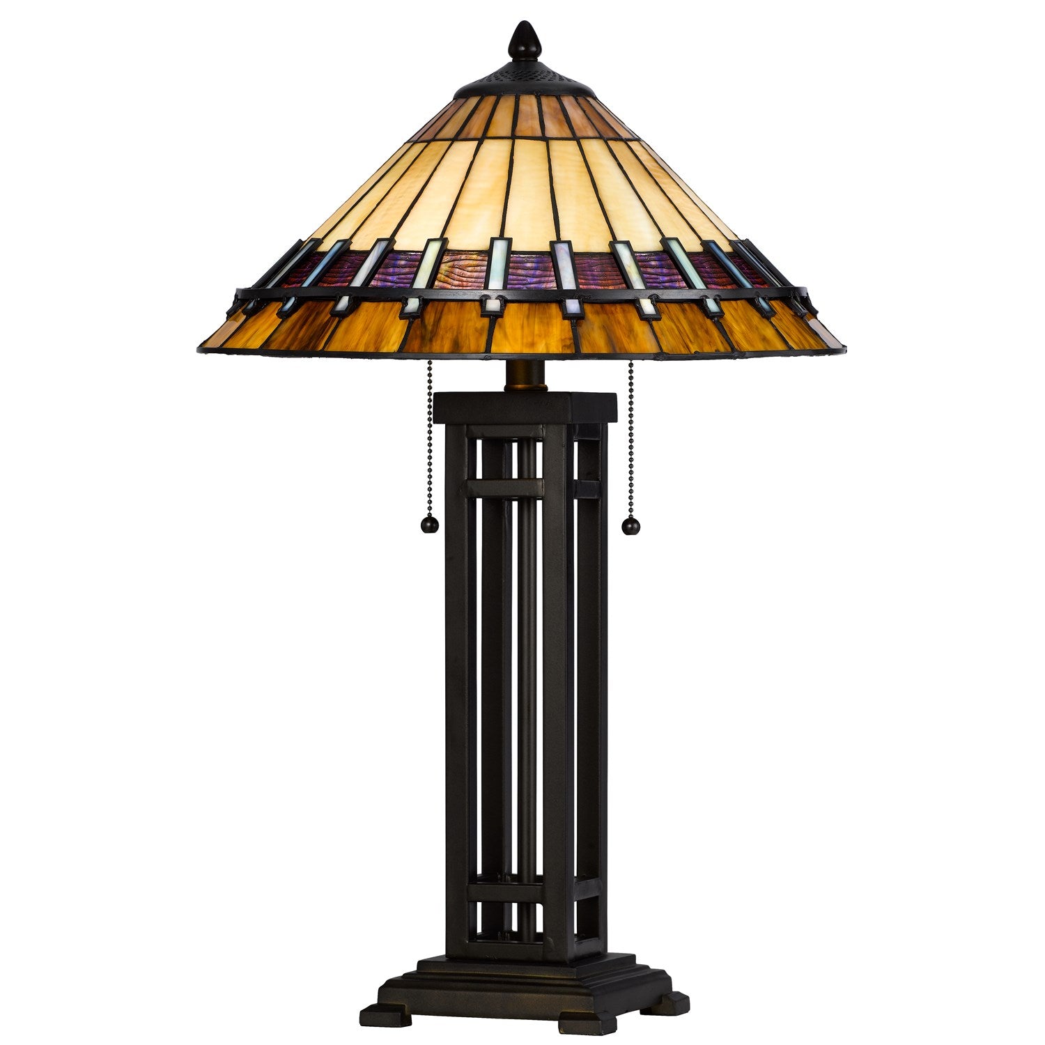 60W X 2 Metal/Resin Tiffany Table Lamp With Pull Chain Switches by CAL Lighting