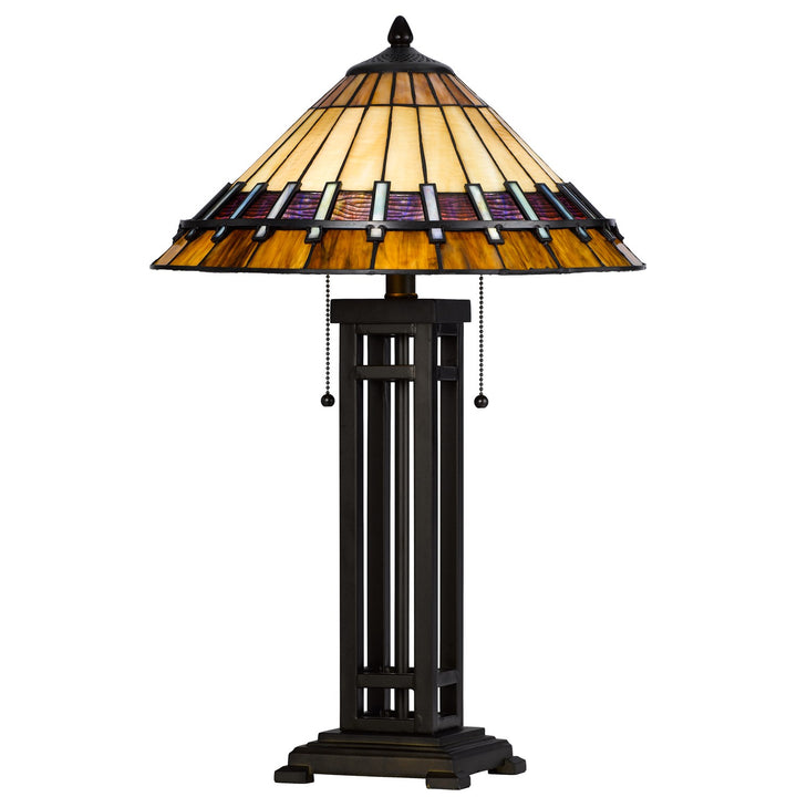 60W X 2 Metal/Resin Tiffany Table Lamp With Pull Chain Switches by CAL Lighting