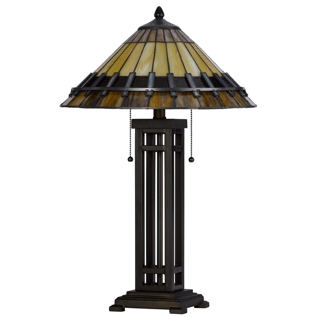 60W X 2 Metal/Resin Tiffany Table Lamp With Pull Chain Switches
