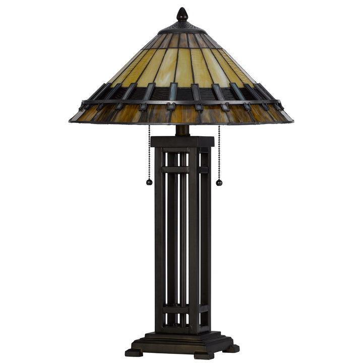 60W X 2 Metal/Resin Tiffany Table Lamp With Pull Chain Switches
