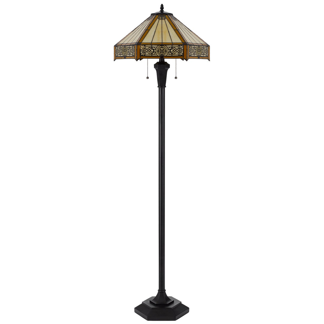 60W X 2 Metal/Resin Tiffany Table Lamp With Pull Chain Switches