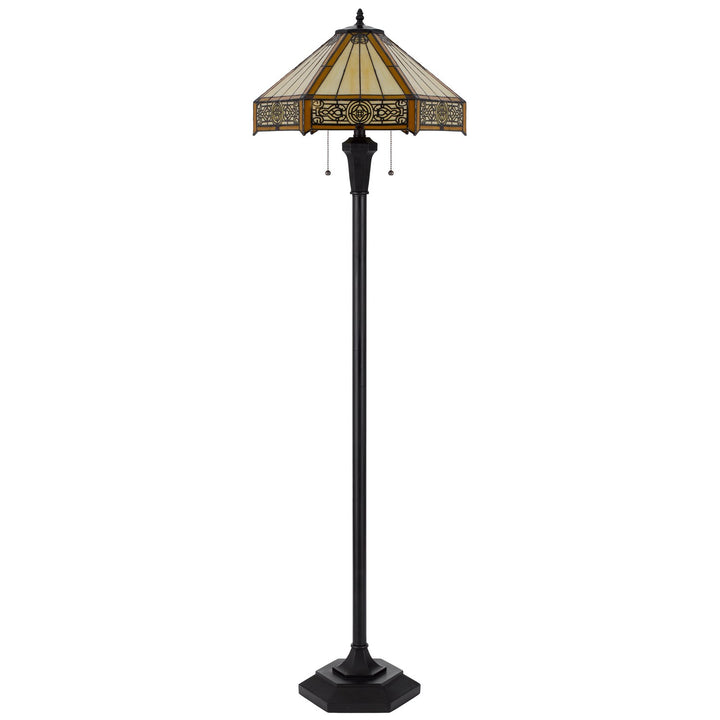 60W X 2 Metal/Resin Tiffany Table Lamp With Pull Chain Switches