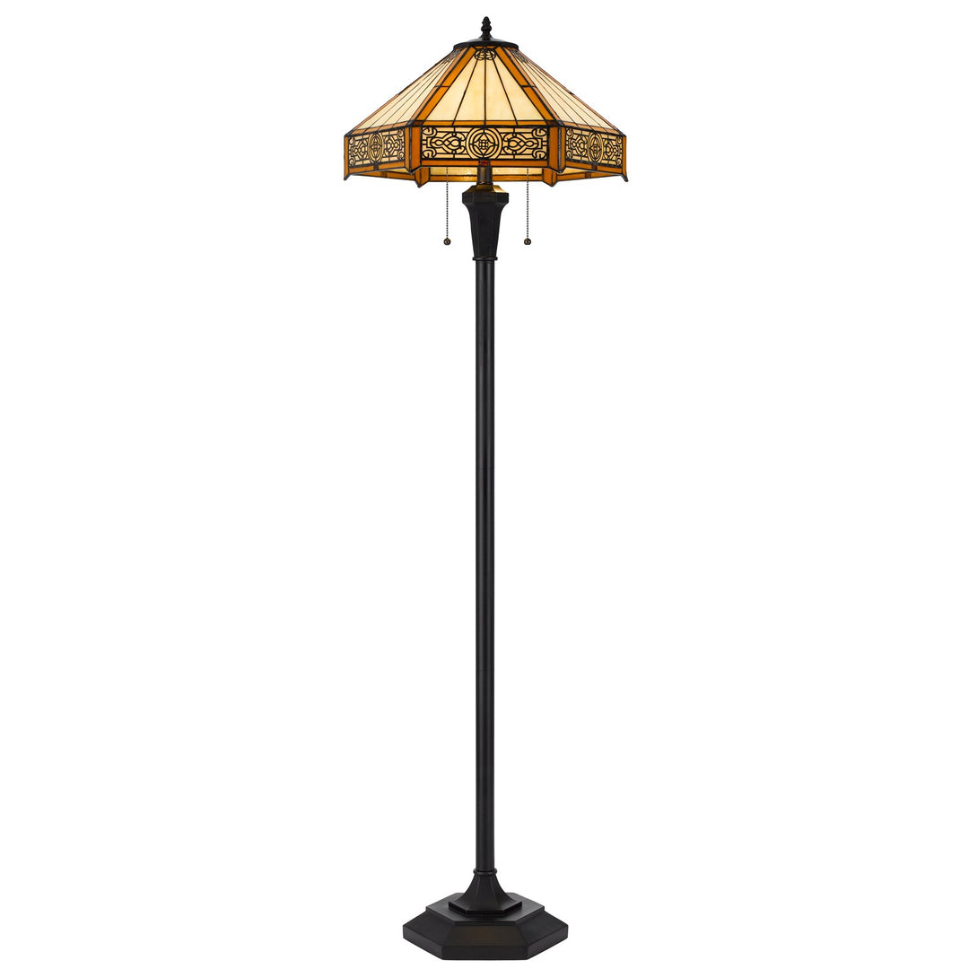 60W X 2 Metal/Resin Tiffany Table Lamp With Pull Chain Switches