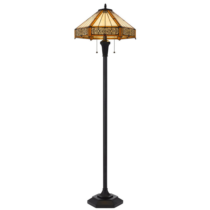 60W X 2 Metal/Resin Tiffany Table Lamp With Pull Chain Switches
