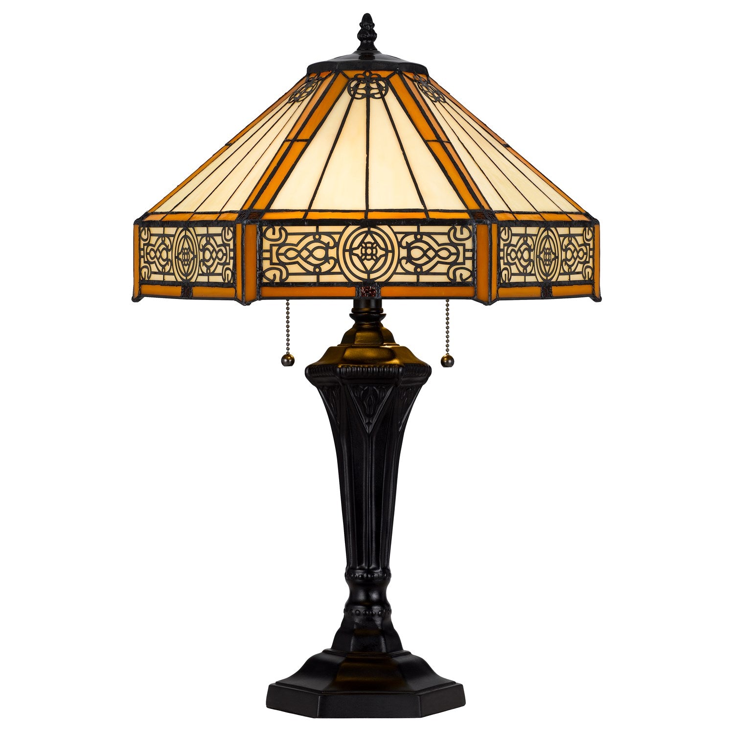 60W X 2 Metal/Resin Tiffany Table Lamp With Pull Chain Switches by CAL Lighting