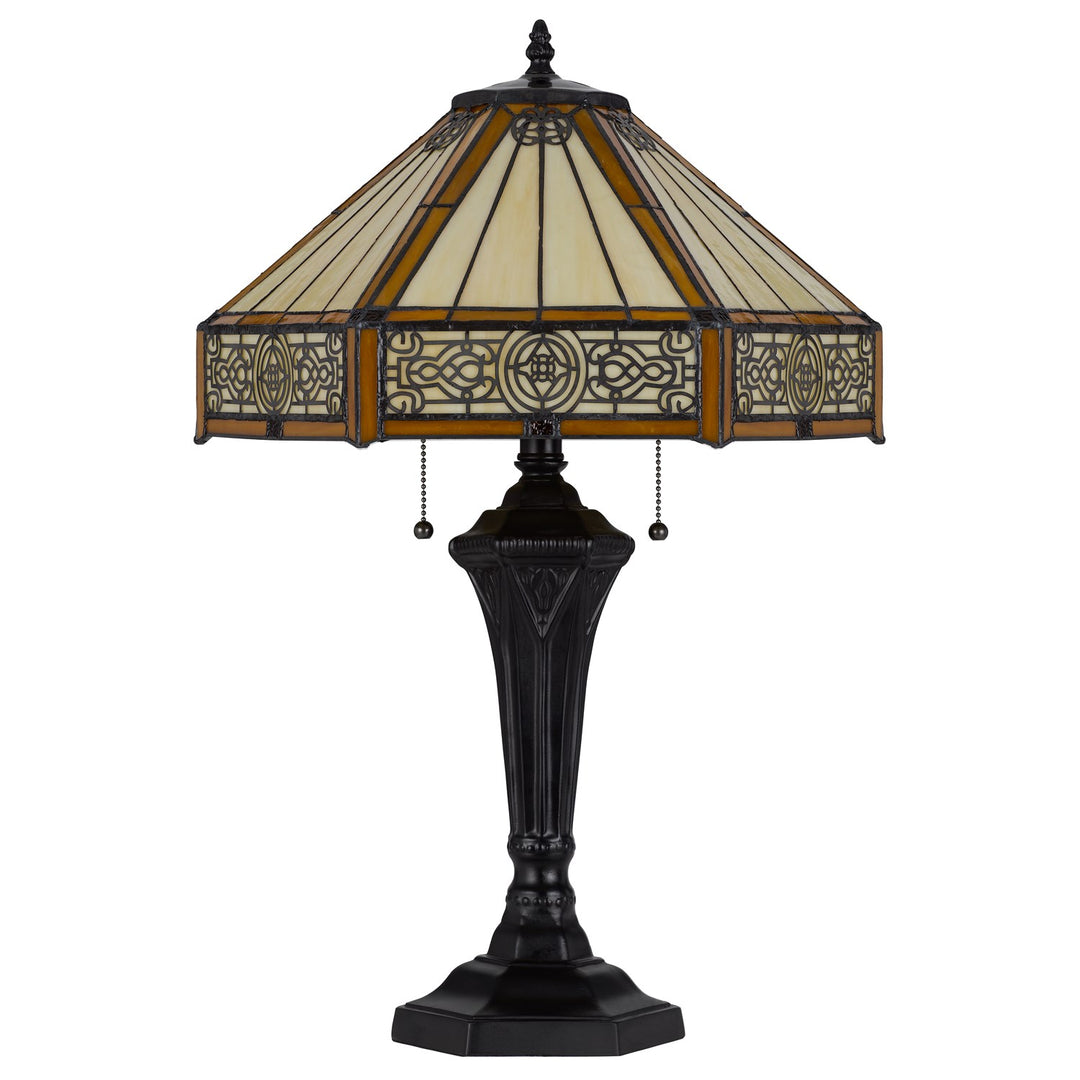 60W X 2 Metal/Resin Tiffany Table Lamp With Pull Chain Switches