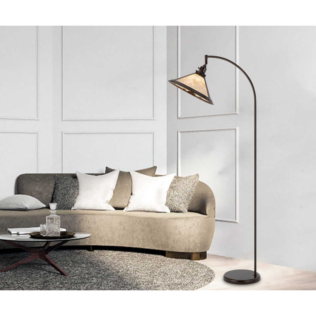 60W Downbridge Adjustable Metal Floor Lamp With Mica Shade