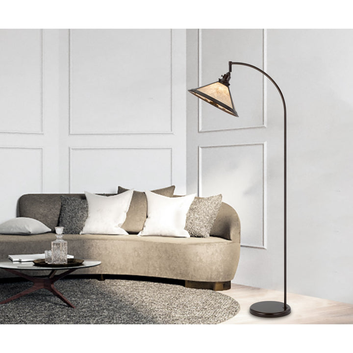 60W Downbridge Adjustable Metal Floor Lamp With Mica Shade