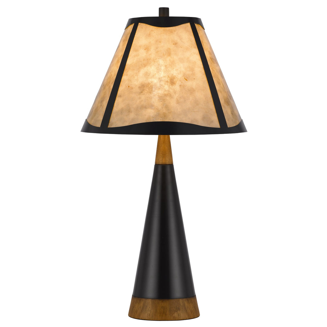 150W 3 Way Clemente Metal/Birch Wood Mica Table Lamp by CAL Lighting