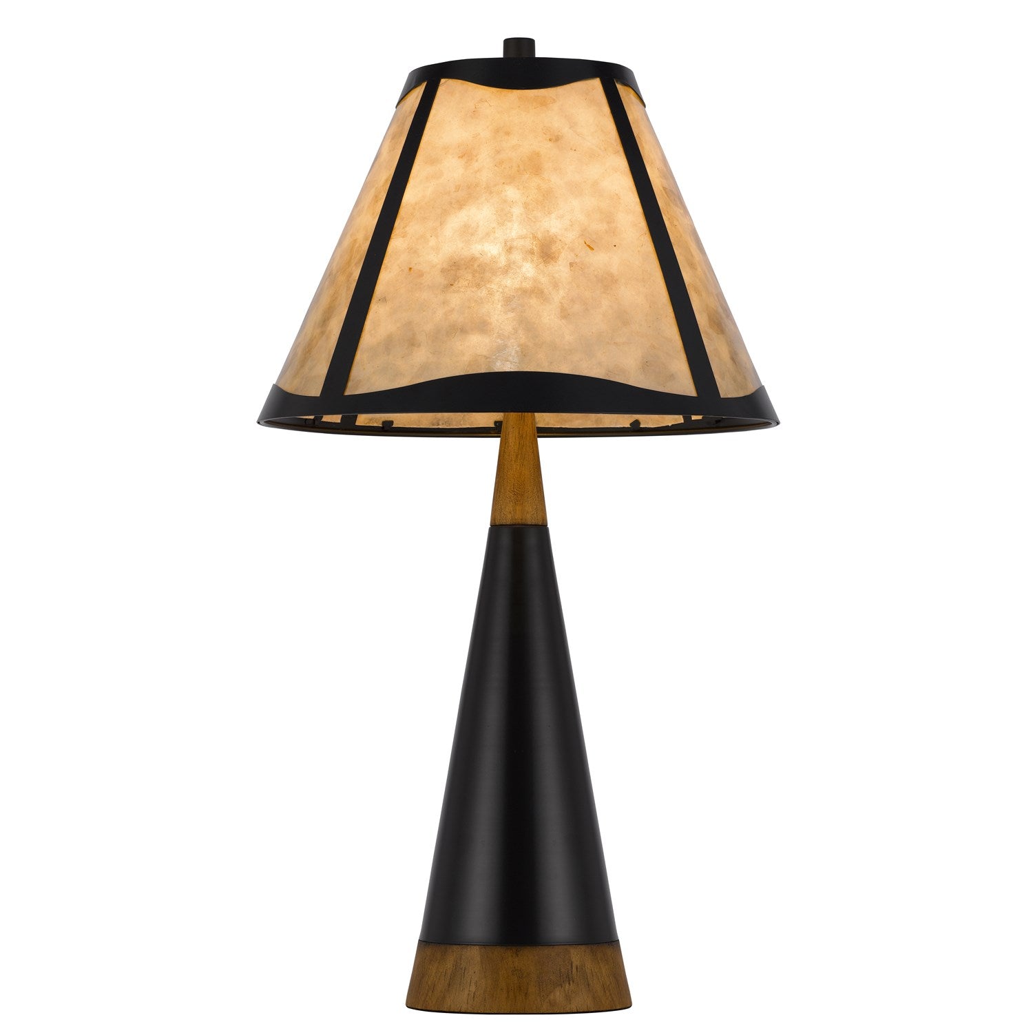 150W 3 Way Clemente Metal/Birch Wood Mica Table Lamp