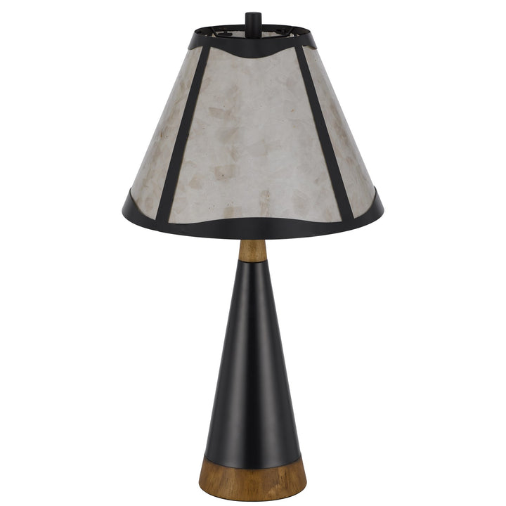150W 3 Way Clemente Metal/Birch Wood Mica Table Lamp
