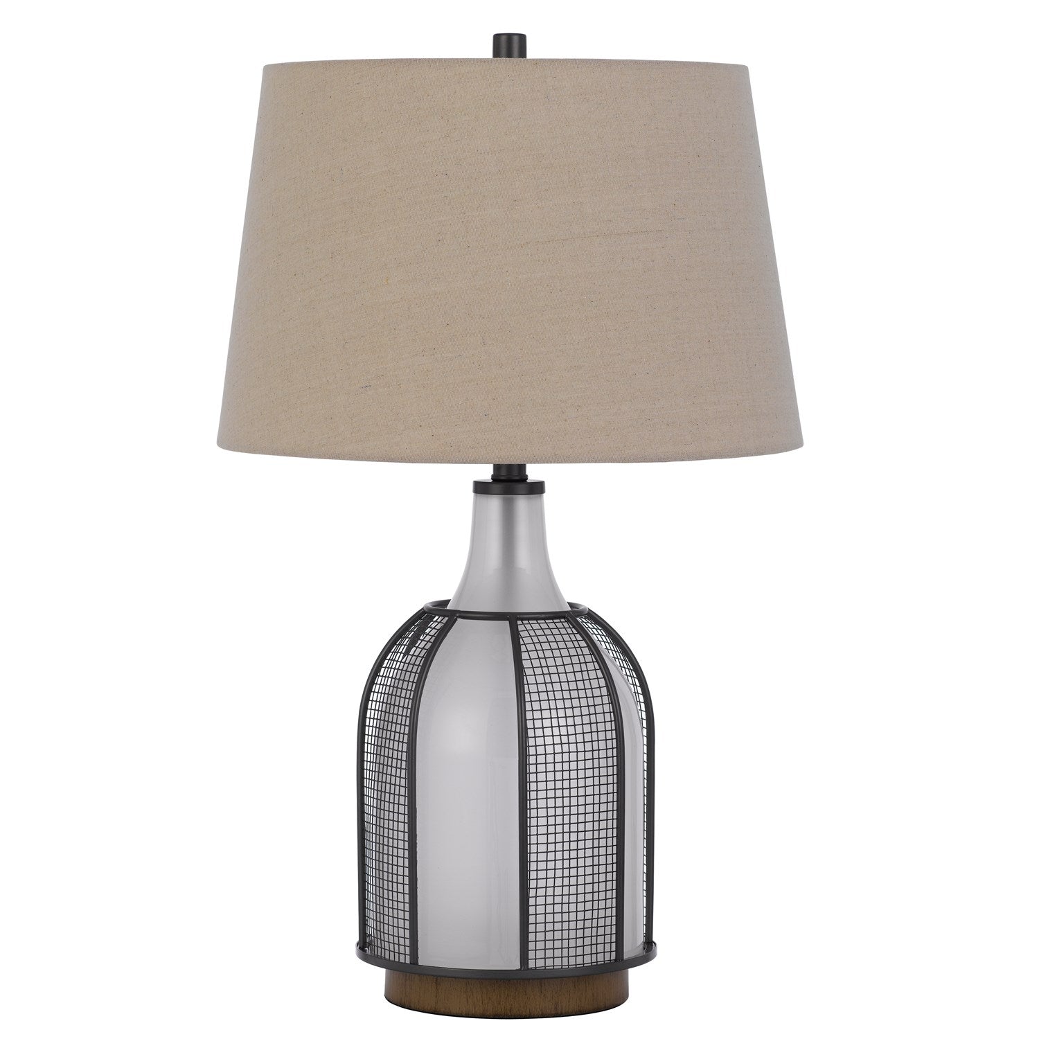 100W Morgan Glass Table Lamp With A 2W Led Night Light; Mesh Guard Design by CAL Lighting