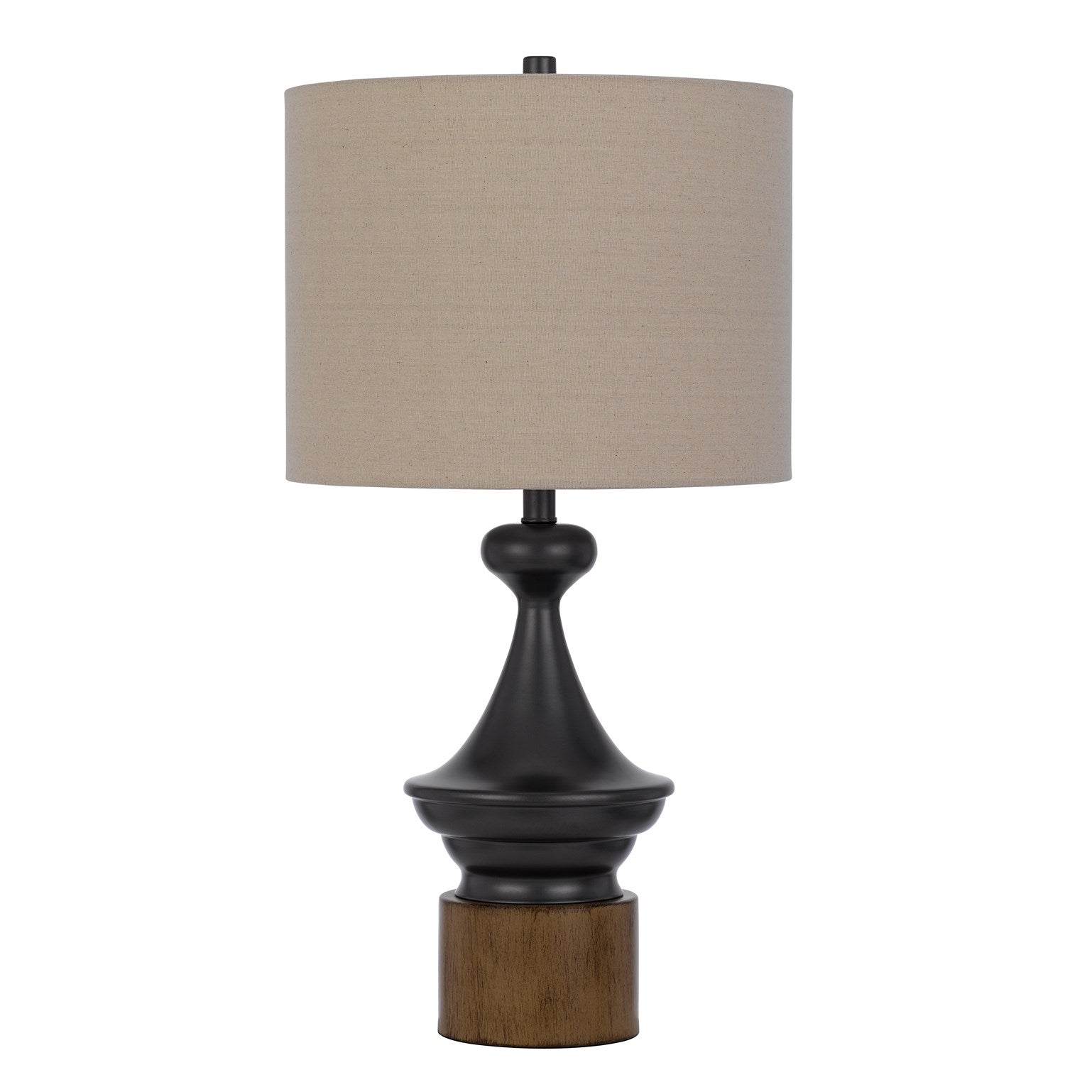 150W 3 Way Sterling Metal/Table Lamp With Faux Wood Metal Base by CAL Lighting