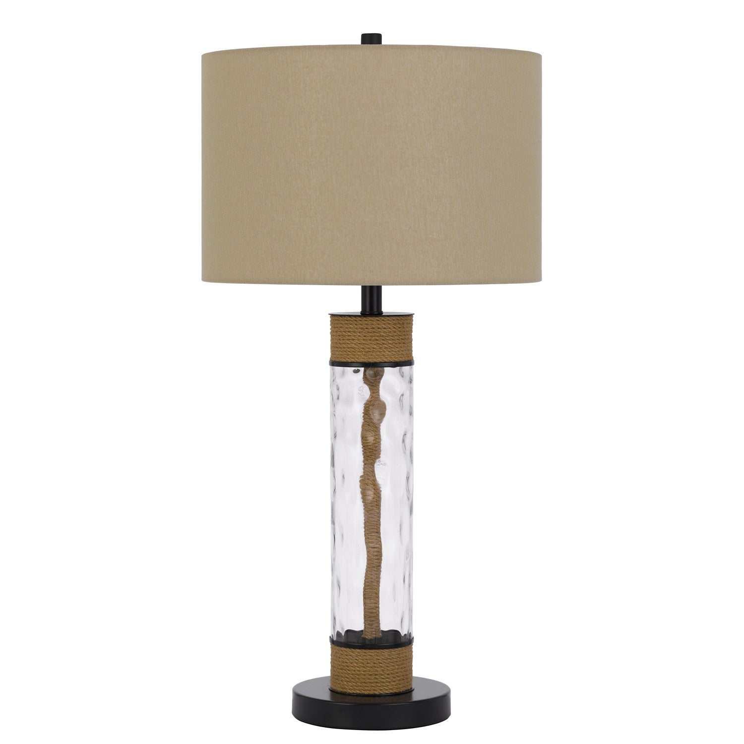 150W 3 Way Bartow Glass/Metal Table Lamp With Burlap Design And Burlap Shade by CAL Lighting
