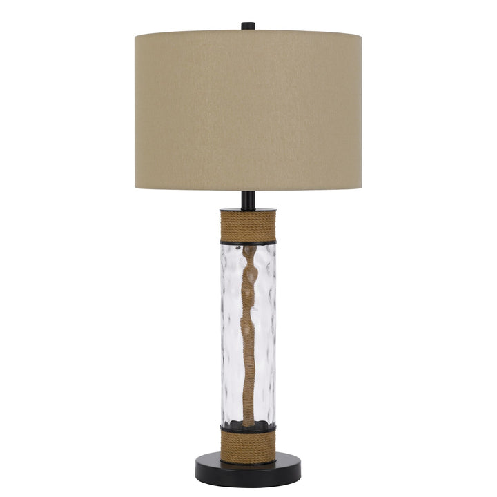150W 3 Way Bartow Glass/Metal Table Lamp With Burlap Design And Burlap Shade by CAL Lighting
