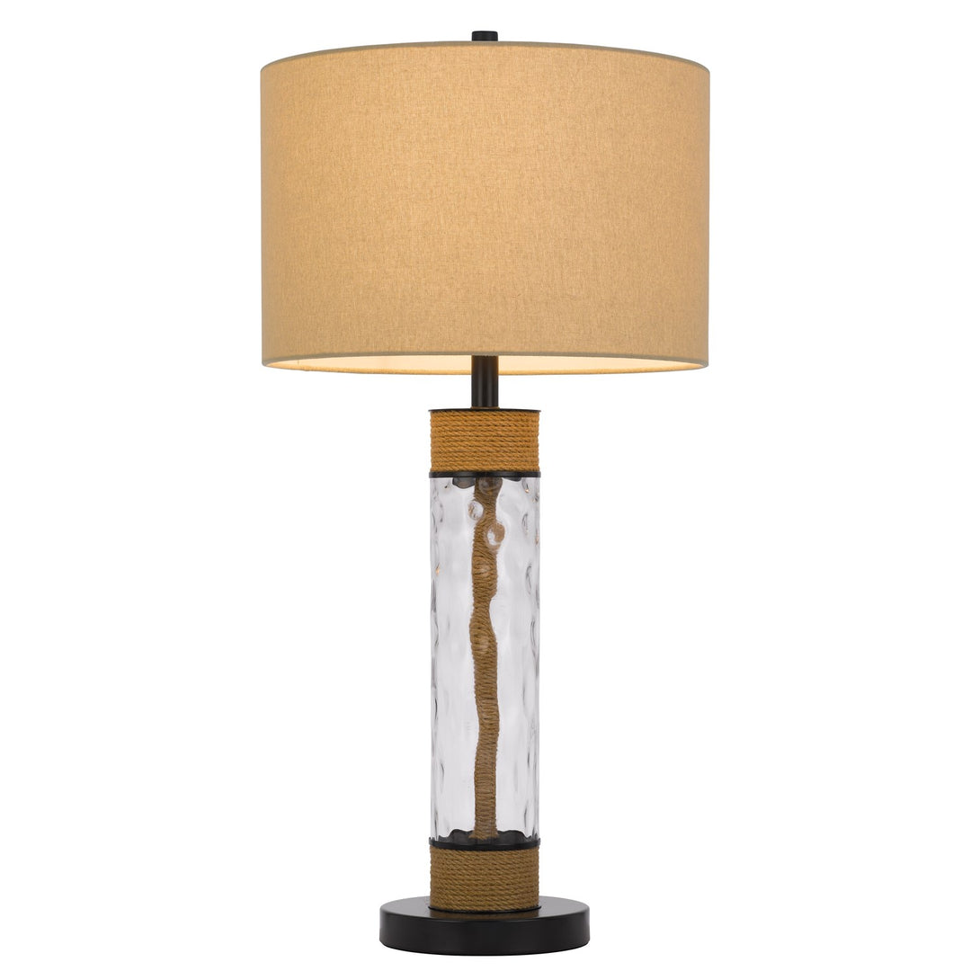 150W 3 Way Bartow Glass/Metal Table Lamp With Burlap Design And Burlap Shade