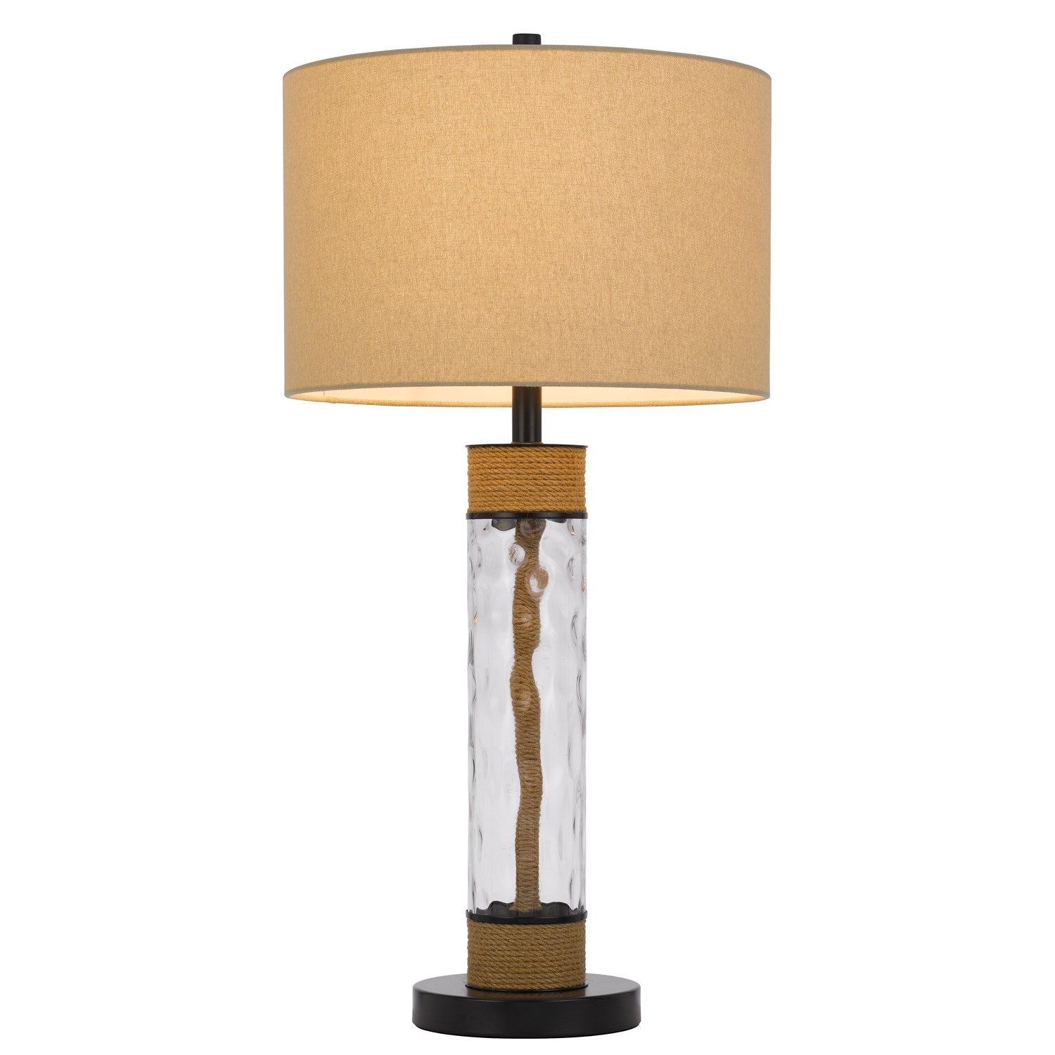 150W 3 Way Bartow Glass/Metal Table Lamp With Burlap Design And Burlap Shade