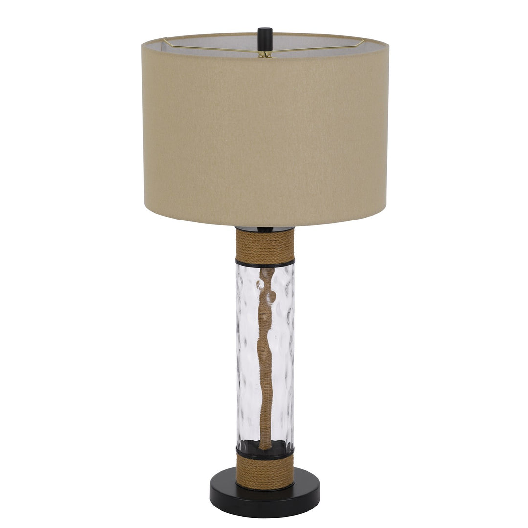 150W 3 Way Bartow Glass/Metal Table Lamp With Burlap Design And Burlap Shade